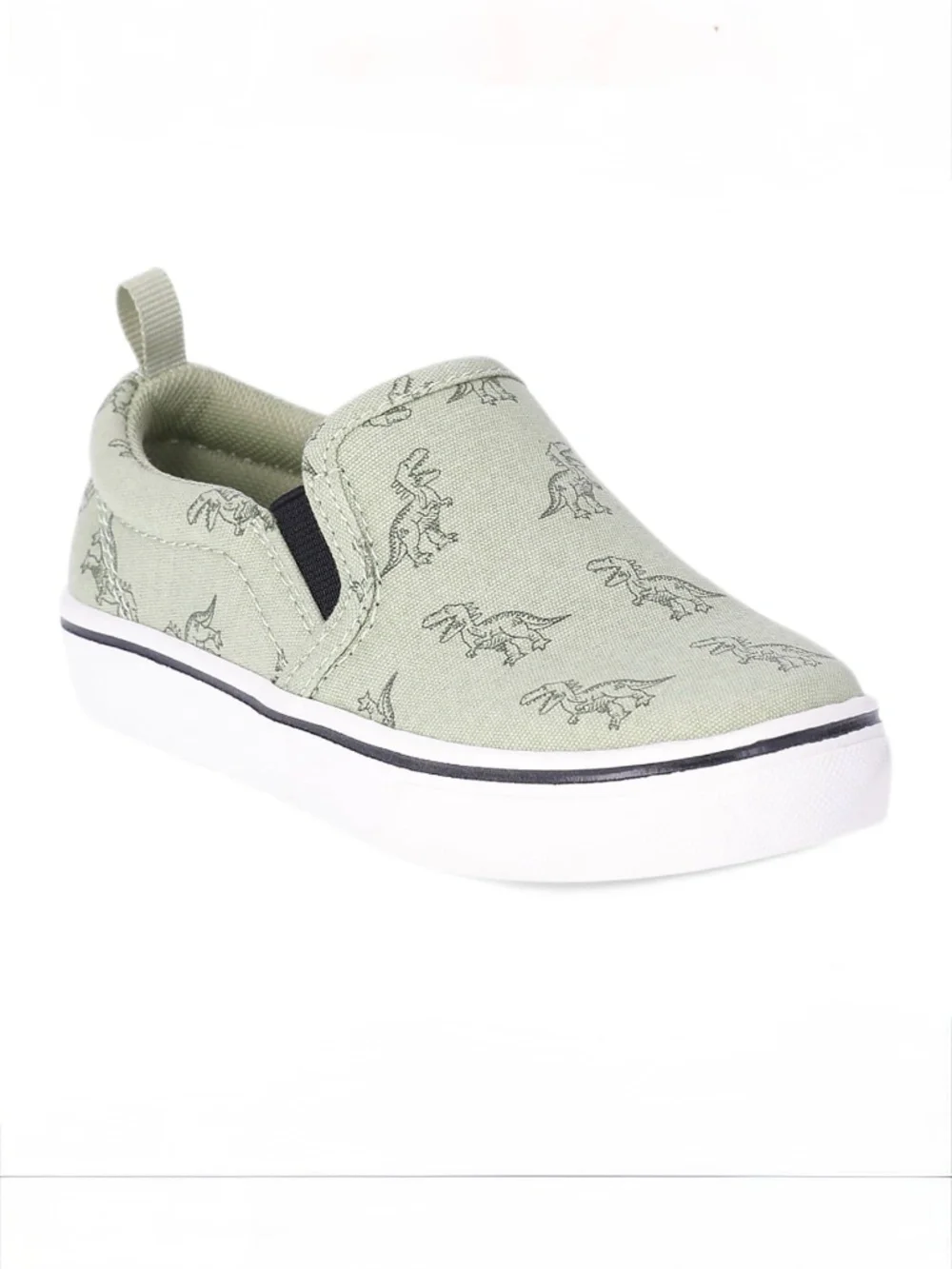 WN Boys Dinosaur Green Slip-On Canvas Sneakers Size 13 NWT